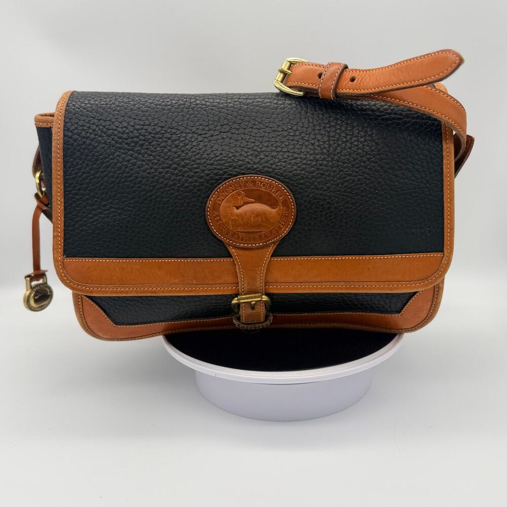 Vintage Dooney & Bourke AWL Large Essex Shoulder Bag - Taupe & British Tan